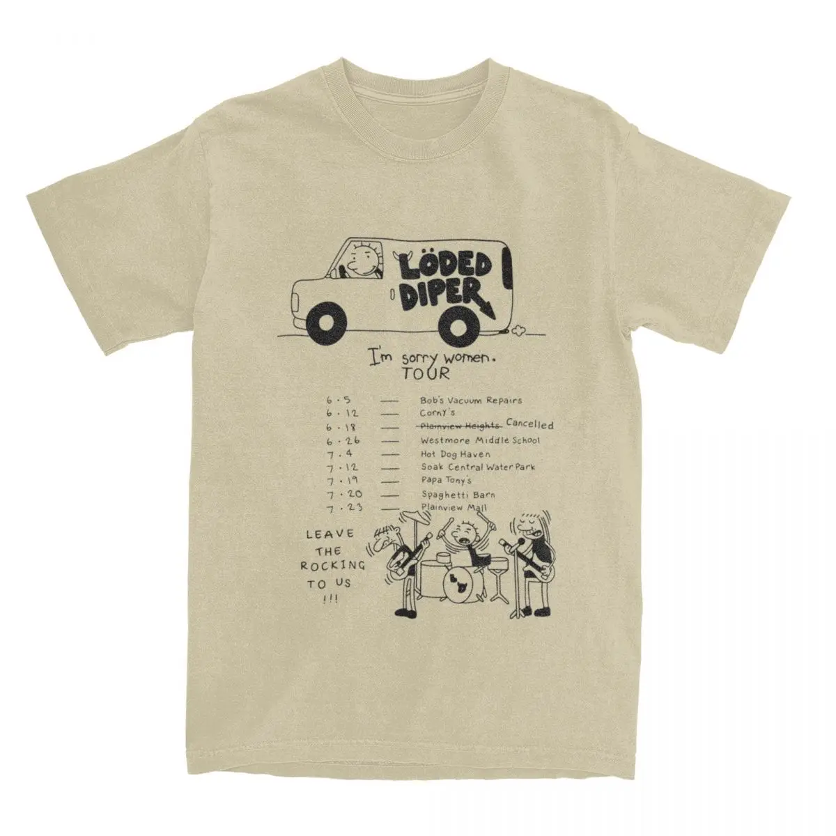 Loded Diper Tour Van Rock Band T Shirt Accessories Men Women's Cotton Funny Diary of a Wimpy Kid Merch Tees Short Sleeve Gift