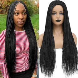  Long Box Braided Crochet Hair Wigs Fake Scalp Knotless Box Braids Wigs Synthetic Micro Twist Braided Wigs for Women and Girls