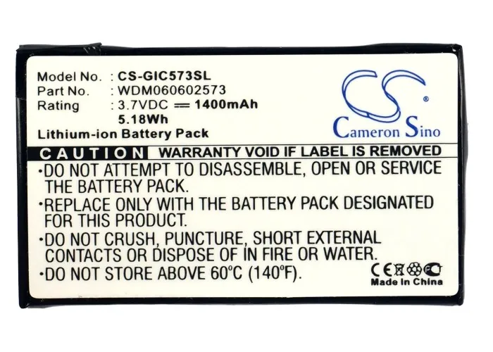 Cameron Sino 1400mAh Battery WDM060602573 for Gigabyte GC-RAMDISK, GC-RAMDISK 1.1, GC-RAMDISK 1.2, i-RAM