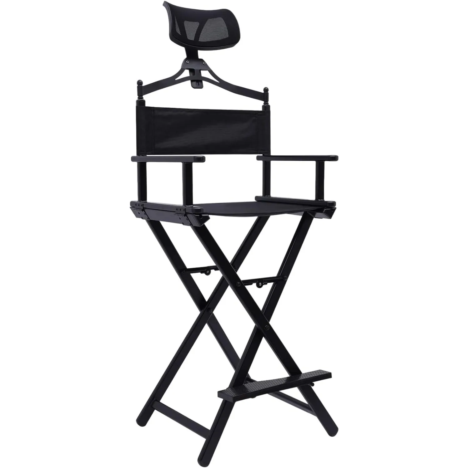 Makeup Director Chair Portable Footrest X-Shaped Support Adjustable Height Cosmetic Chair with Headrests