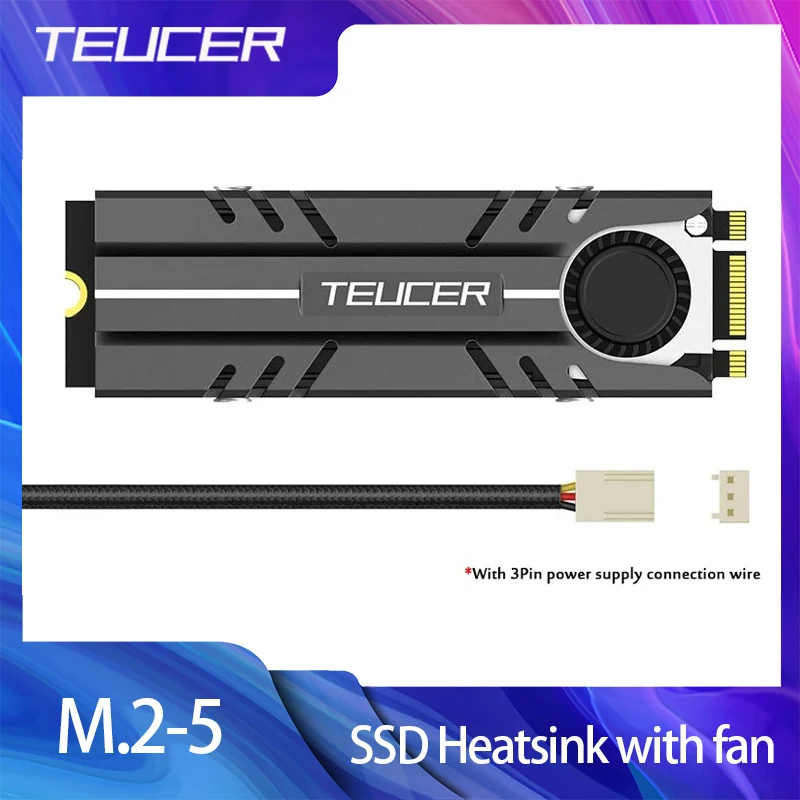 

Алюминиевый радиатор TEUCER M.2 SSD, модель M.2 с вентилятором 2280, охладитель жесткого диска