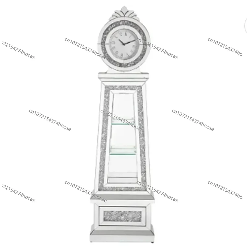 Furniture Noralie Grandfather Clock with LED Mirrored and Faux Diamonds for Living Room Bedroom for Home Decoration