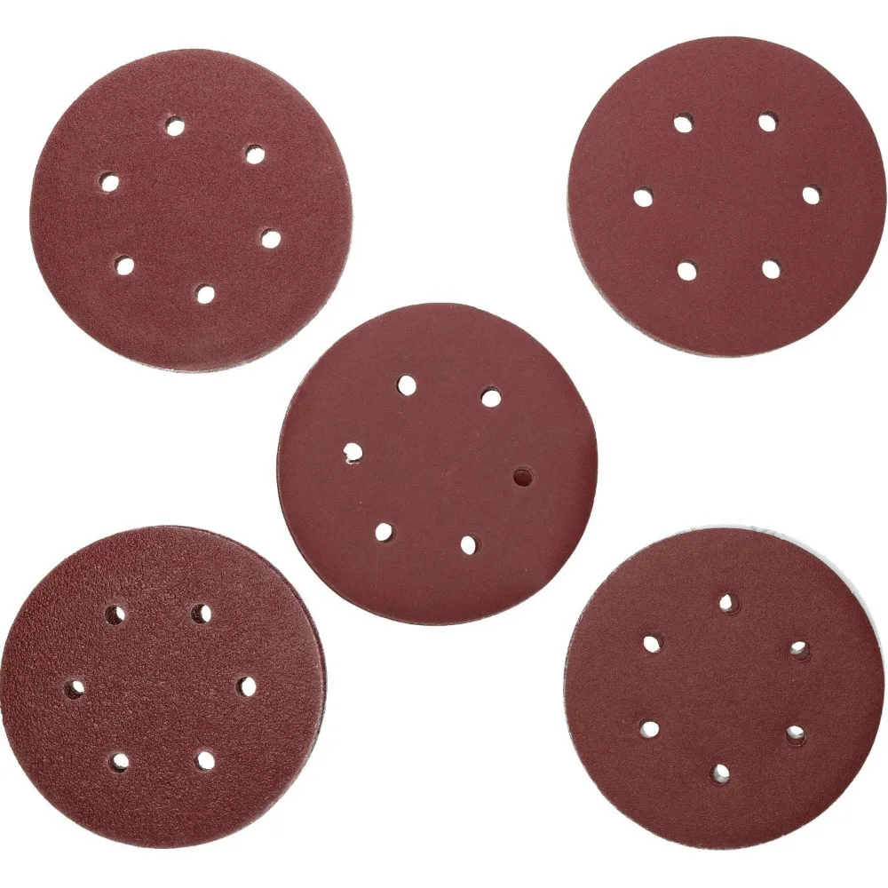 6 Holes 150MM Sanding Discs 40, 80, 120, 180, 240 Mesh 50pcs (10 Pieces Per Specification) 100pcs (20 Pieces Per Specification)