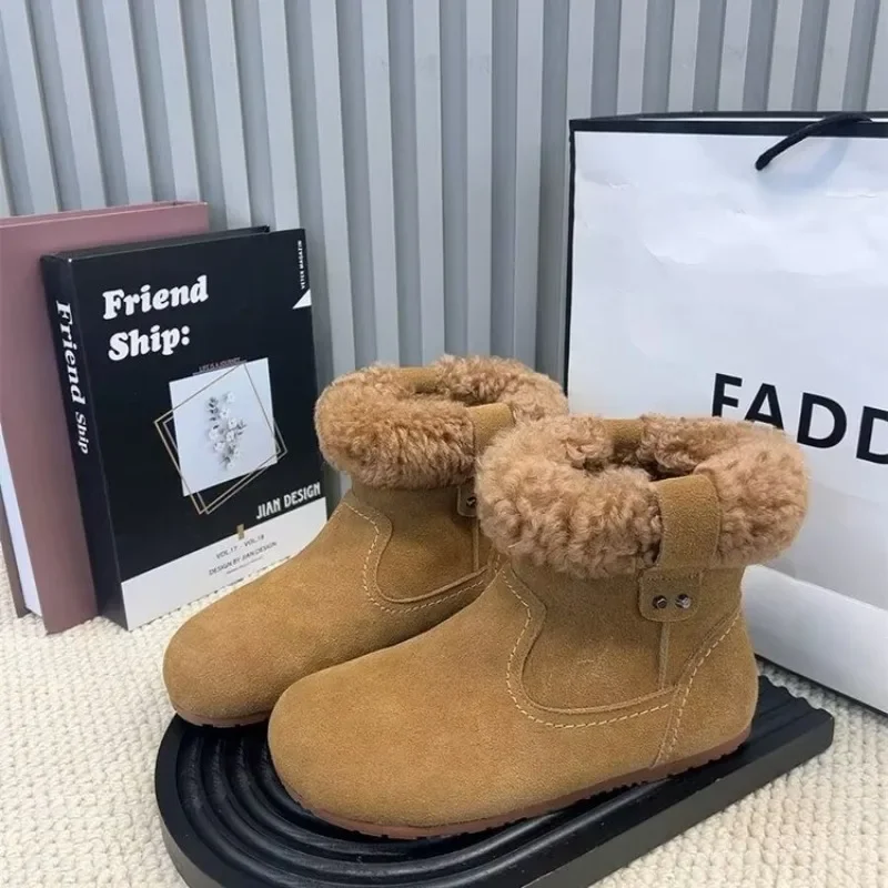 Zapatos de mujer, gran oferta 2024, botas tobilleras para mujer, botas modernas con borde vuelto a la moda, zapatos de terciopelo para invierno para mujer