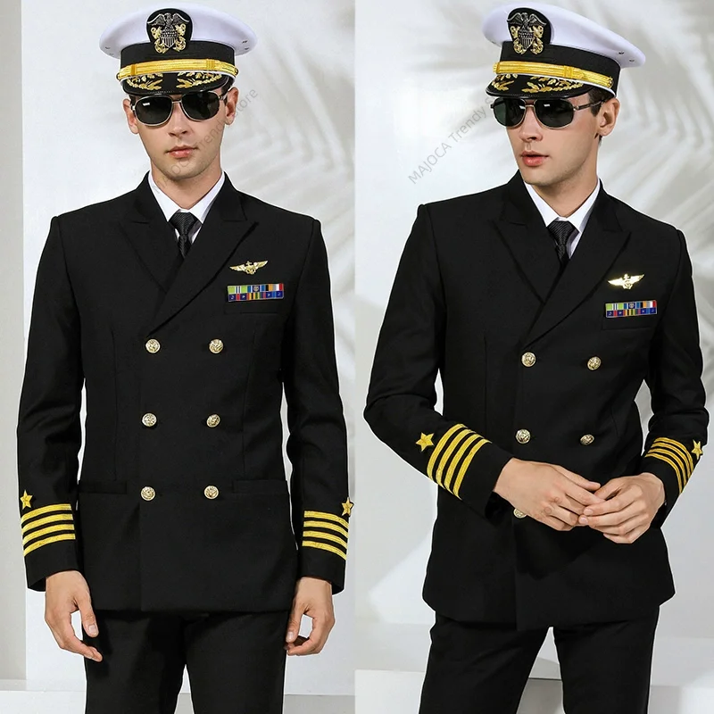 الزي الرسمي للبحرية الأمريكية للرجال، فستان رسمي وعشاء، فستان خدمة ضابط البحرية الأمريكية، زي أسود