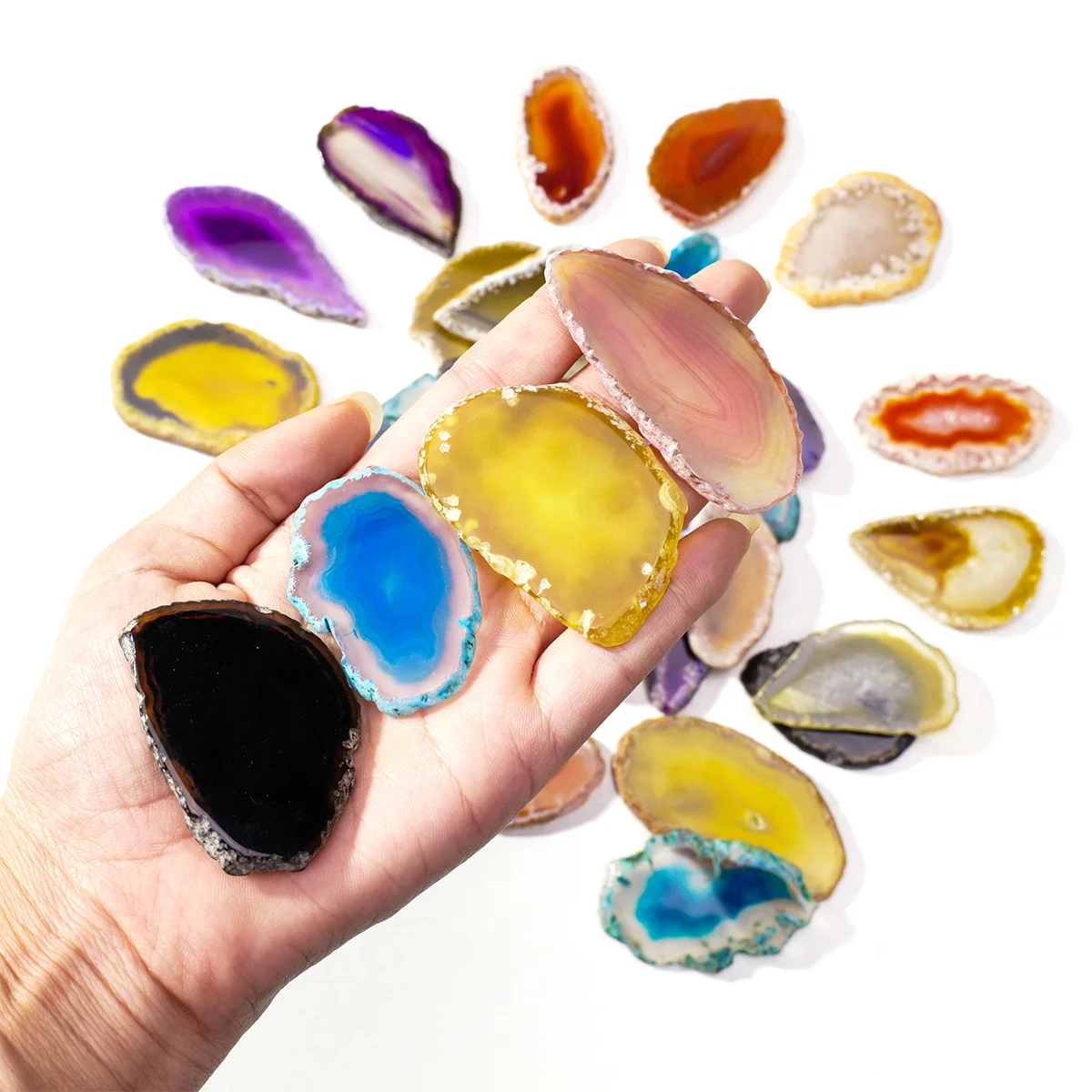 5/10/20/30PCS Natural Crystal Agate Plate Decoration Ornament Stone Fengshui Home Decor Christmas Halloween DIY Gifts