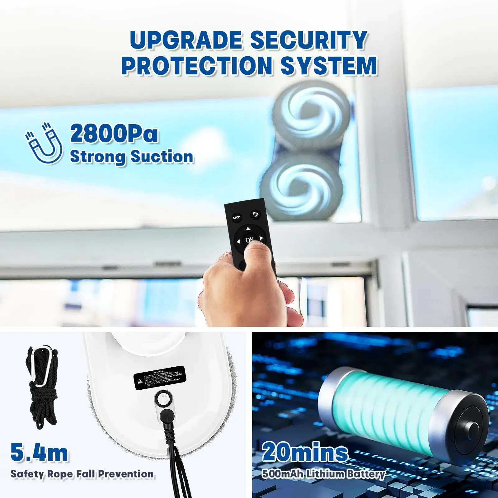 Automatic Household Cleaning Robot Vacuum with Remote Control US Plug Type for Glass Cleaning