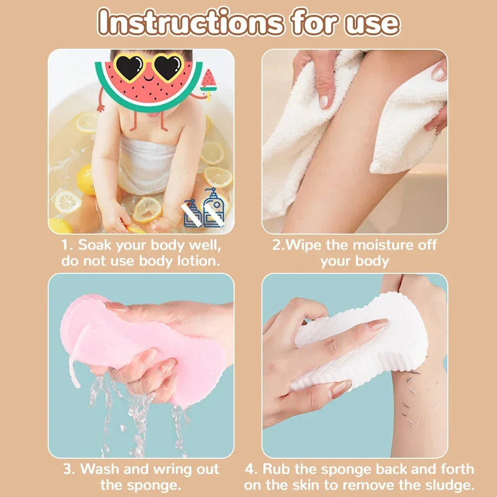 3D Sponge Exfoliating Dead Skin Removing Sponge Baby Soft Towel Rubbing Mud Without Hurting Skin Body Cleaning Shower Brush