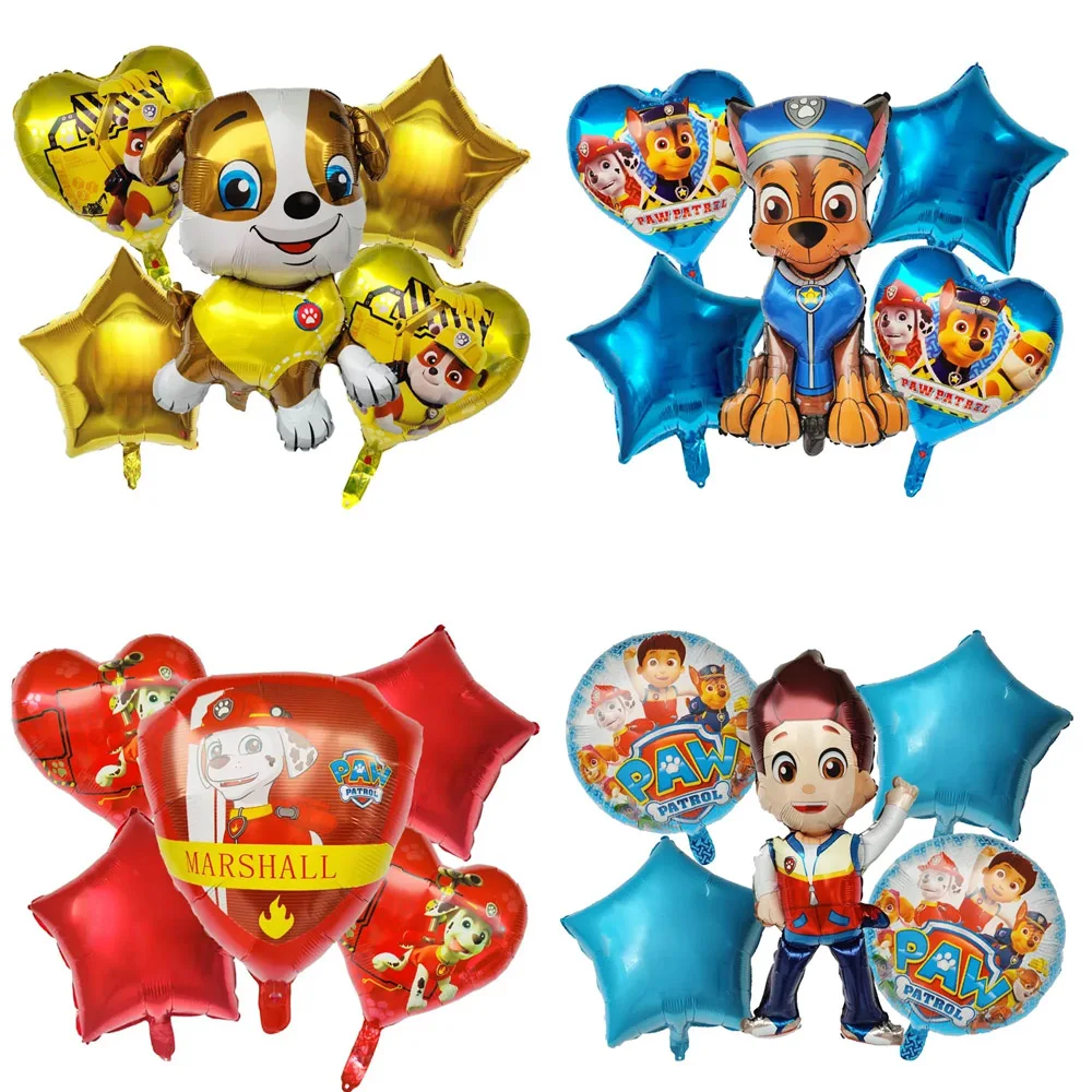 5 stücke Paw Patrol Aluminium Film Ballon Paw Patrol Team Ballon kinder Geburtstag Party Cartoon Wohnzimmer Dekoration