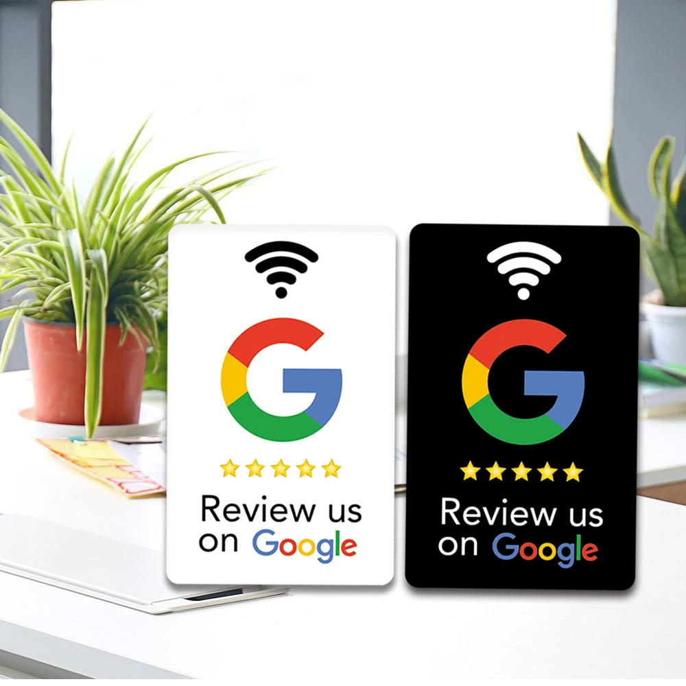 Black White Enhance Your Digital Footprint with Programmable PVC NFC Cards for Google Review Featuring 215 Component 504 Bytes