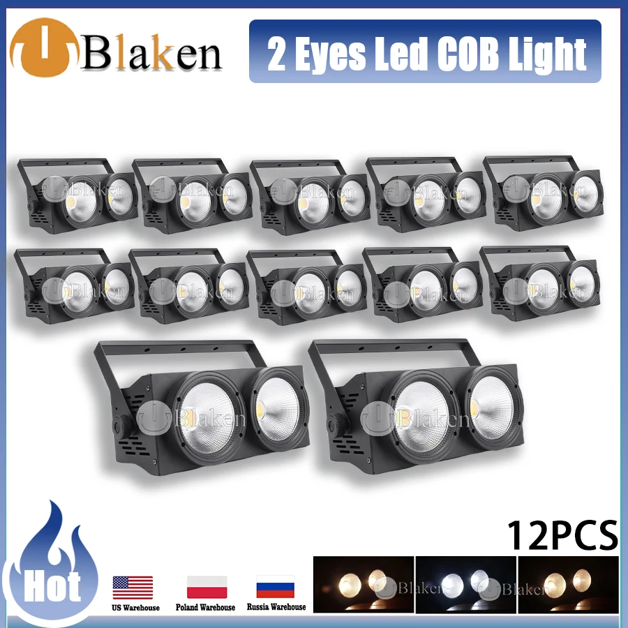 

No Tax 12Pcs Blinder Led Cob Light Cold White/Warm White 2in1 COB LEDs Control Optional Individually 2x100W Audience Light