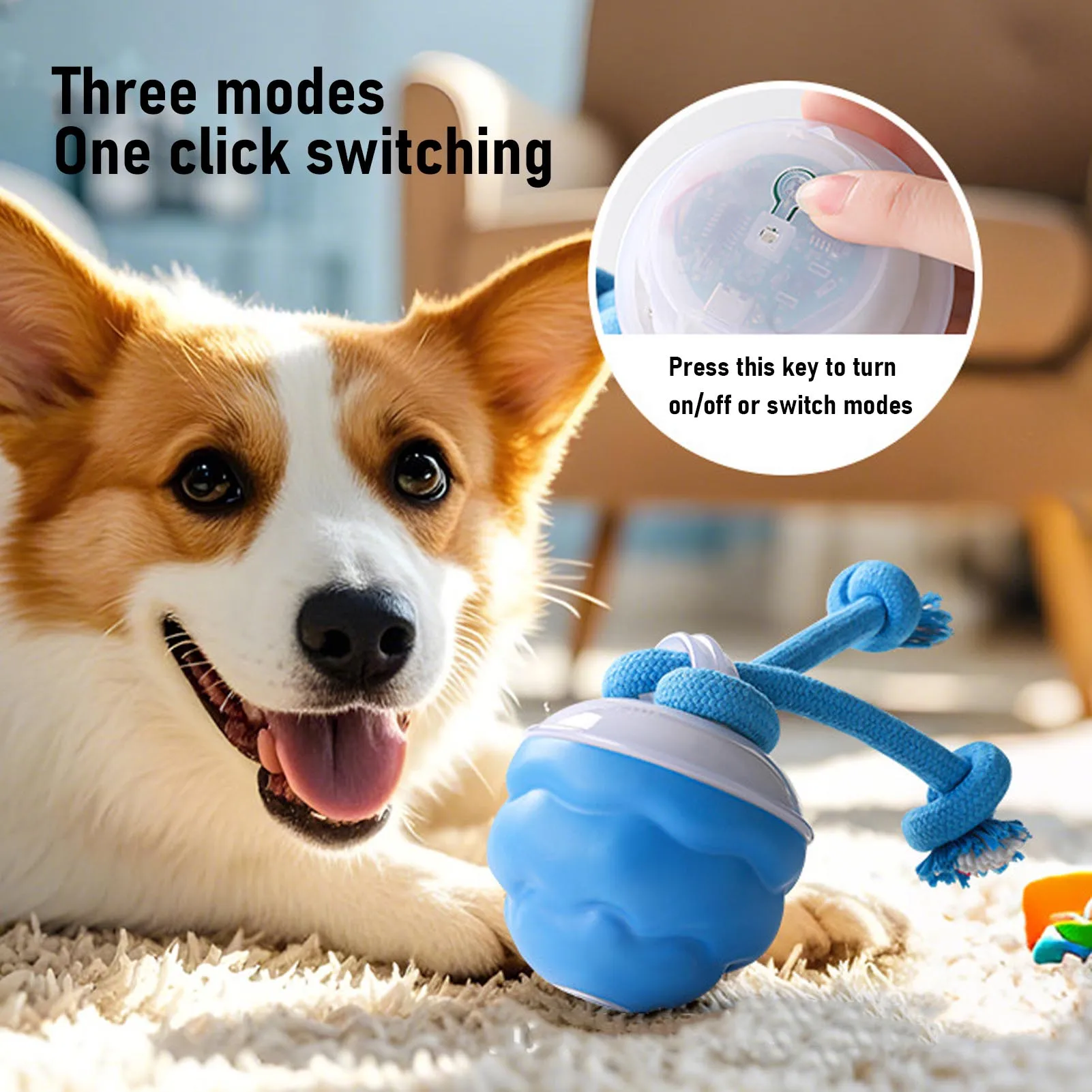 

Интерактивный умный мяч-игрушка для собак, перезаряжаемый, со звуком, автоматически движущийся, для щенков