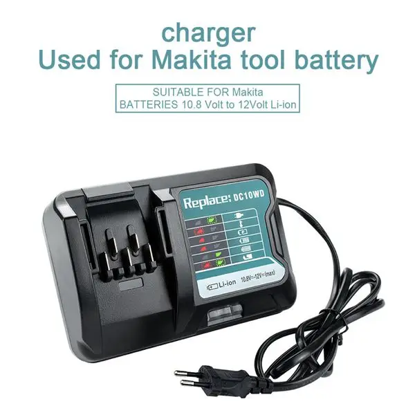 for MAKITA Battery 10.8V 12V BL1016 BL1040B BL1015B BL1020B BL10DC10SA CL107FDWY CL107DWM DC10WD Charger Replace US Plug