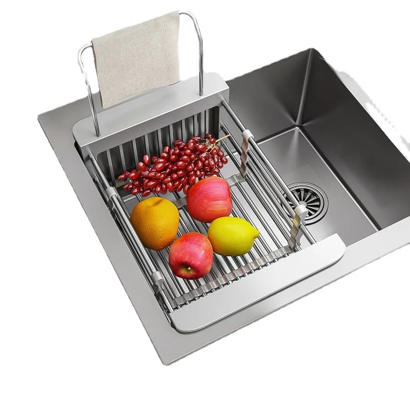 Vegetable basin Stainless steel leaking pool Filter Retractable kitchen basket