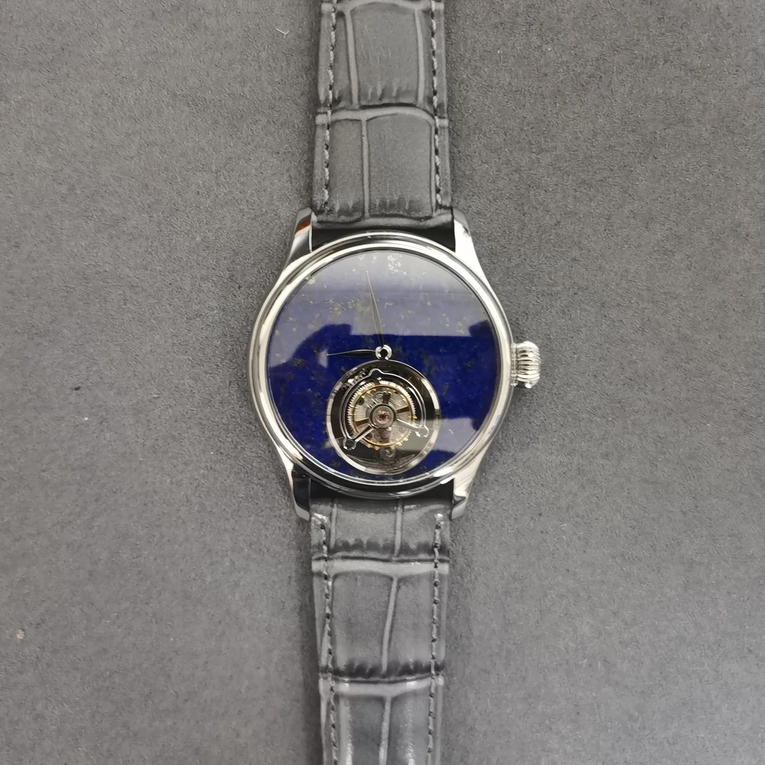 

PIERRE PAULIN Men Tourbillon Watch 42mm Manual Winding Mechanical Wristwatch Sapphire Mirror Leather Strap