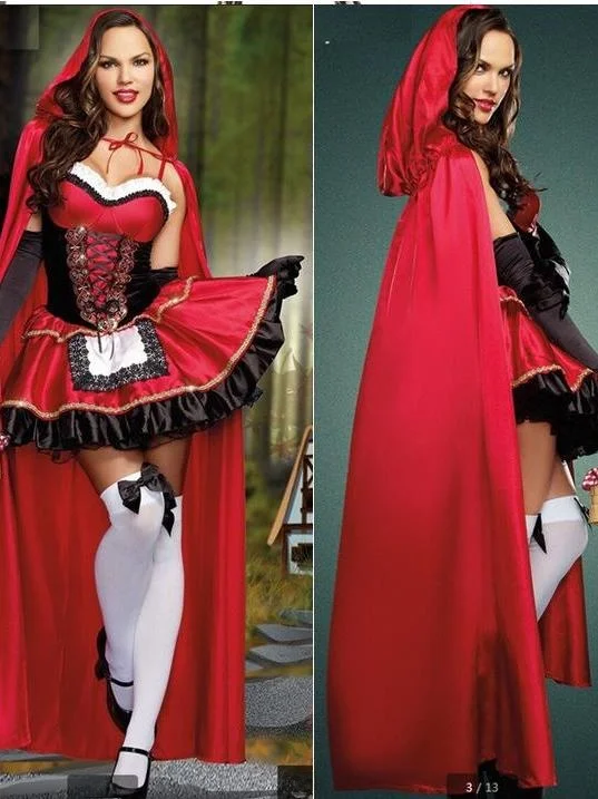 

Halloween Little Red Riding Hood Witch Costume Women's Dress Chinese Stage Performance Traditional Ethnic Clothing