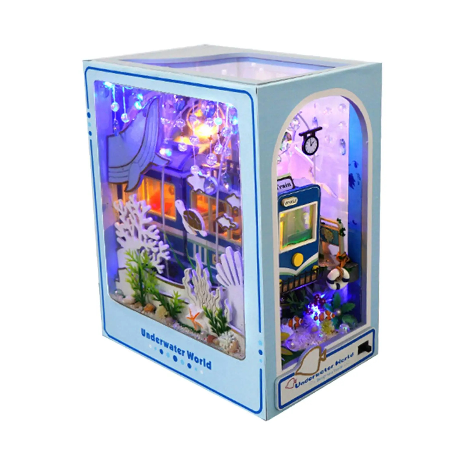 3D Wooden Miniature Dollhouse Kits Underwater World Theme Holiday Gifts Blues