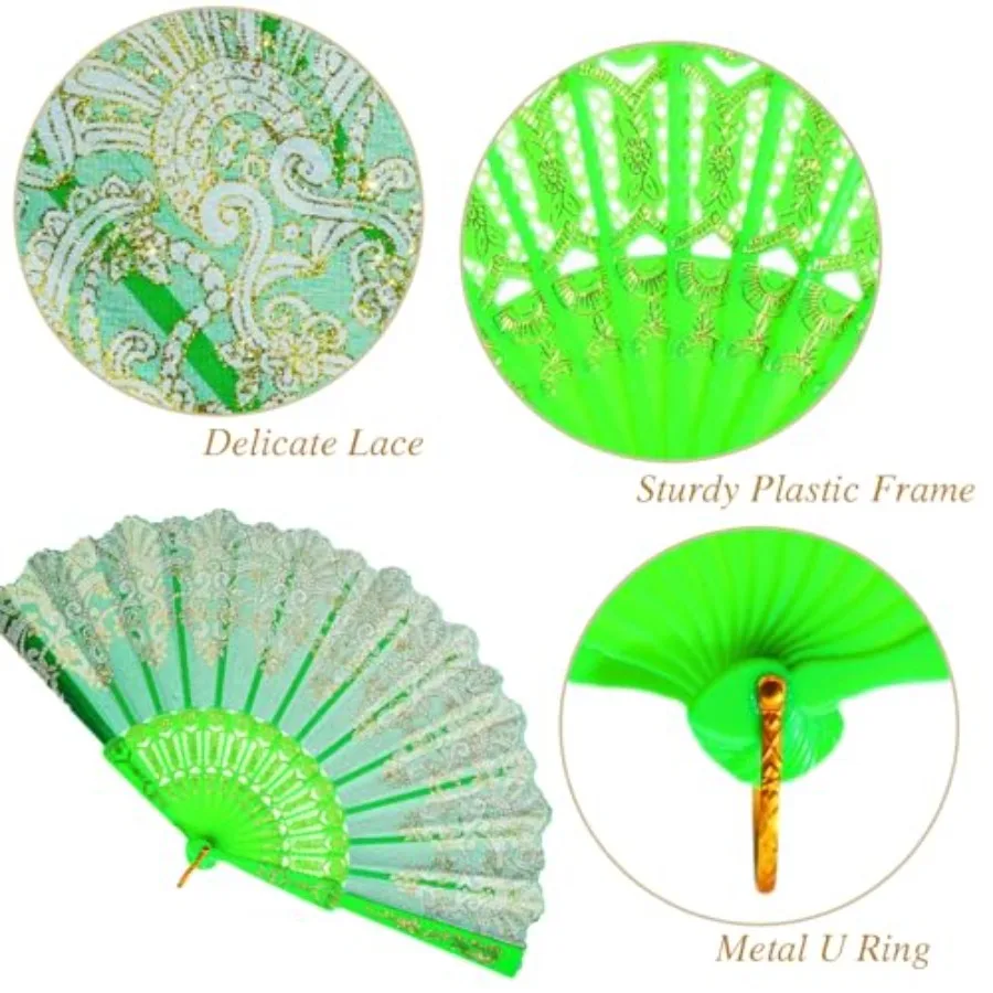 QIRMIZI Folding Handheld Fans, Silk Spanish Fan, Perfect for Weddings, Parties, and Dancing