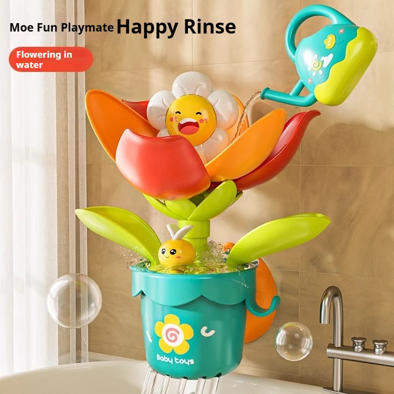 Brinquedos de banho de girassol-aspersor interativo de spray de água com cabeça de chuveiro rotativa, brinquedos de banheira não tóxicos para crianças brinquedos de água