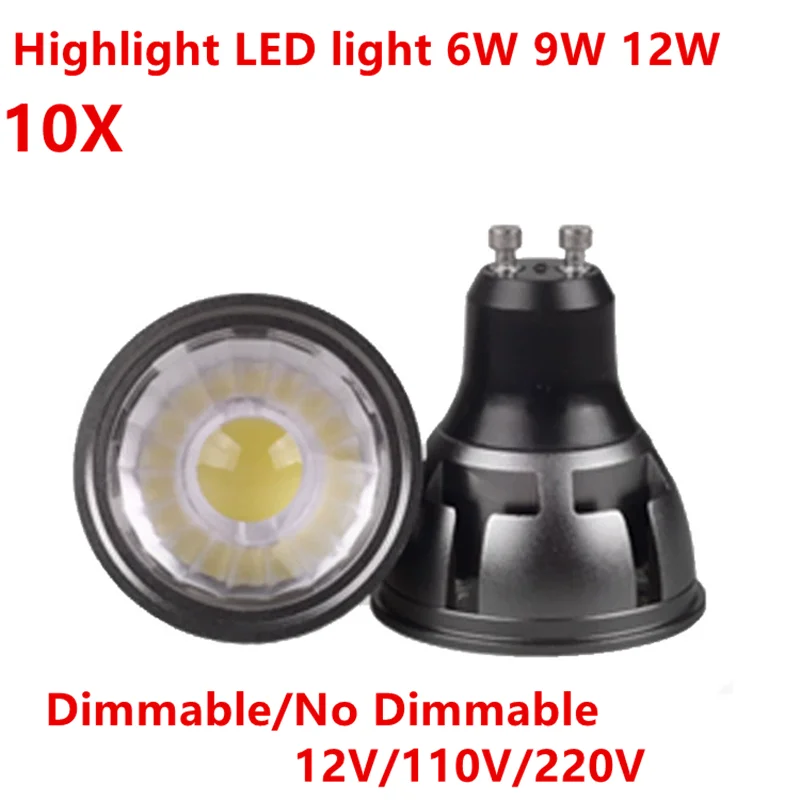 

10-Pack GU10/GU5.3/E27/E14/MR16 6W/9W/12W Dimmable COB LED Bulb - Super Bright Spotlight Warm/Cool White 85-220V Compatibility