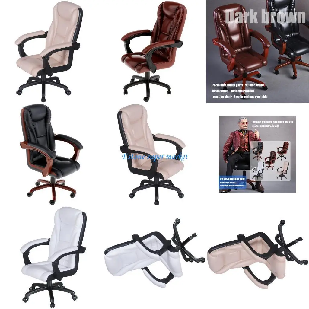 090B كرسي تنفيذي دوار احترافي لملحقات عرض مشهد بيت الدمية 1/6 #1