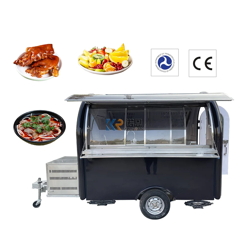 8.2 Ft Hotdog Mobile Food Cart Kiosk Gelato Coffee BBQ Pizza Bubble Tea Airstream Food Trailer with Full Kitchen Equipments