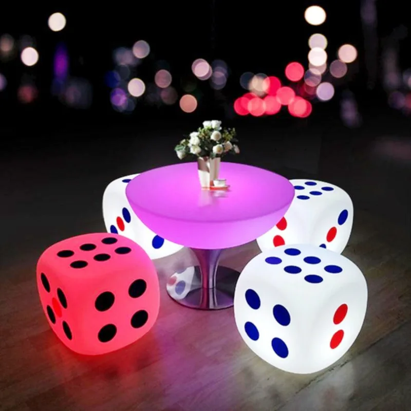 

REAQ 30CM RGB Dice Light Cube Stool With Remote Control LED Luminous Stool For Home Commercial Indoor Outdoor Lighting Furniture