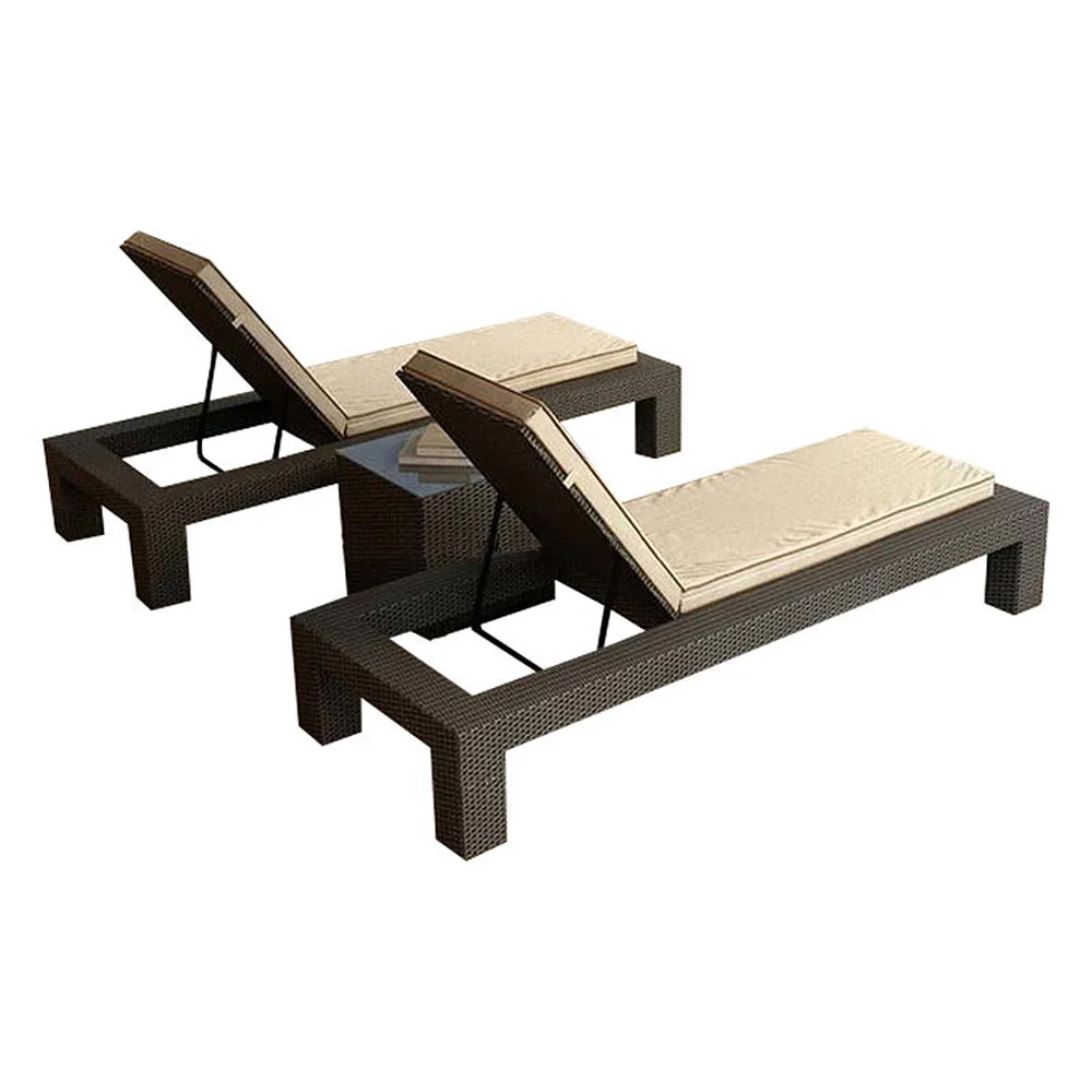 

jd-Outdoor Rattan Double Sun Beach Lounge！