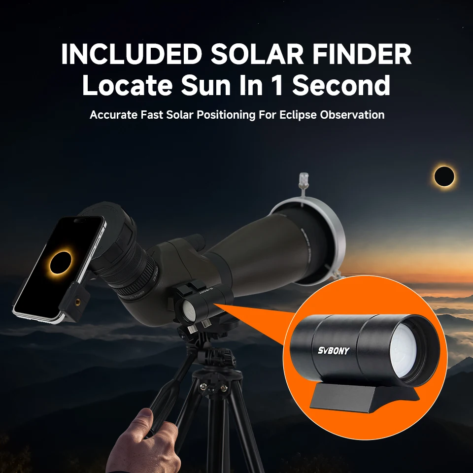 Svbony SV29 25-75x80 Spektiv Solarfinsternis-Beobachtungsset Teleskop mit Sonnenfilter Sucherfernrohr für Sonnenbeobachtung – Detail 6