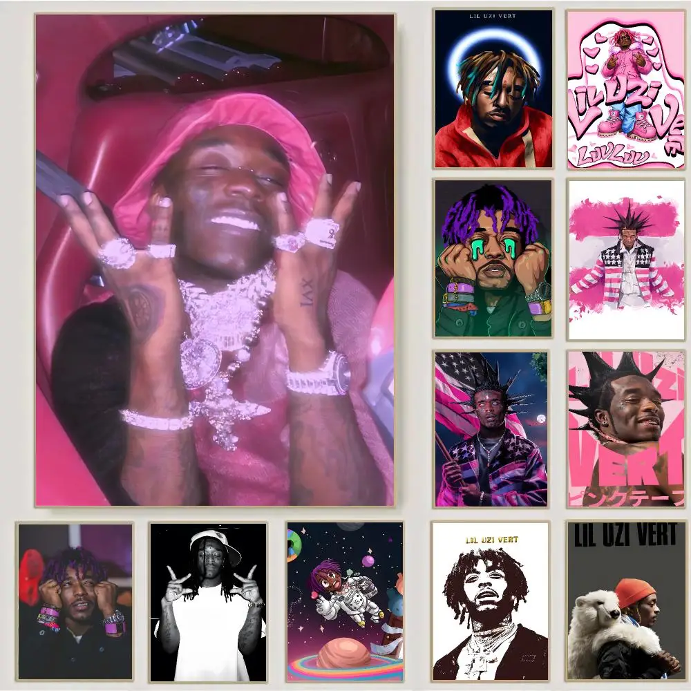 Lil Uzi Vert Rapper Popular Poster Waterproof Sticky Wall Art Print For Bedroom Living Room Hallway Bar Home Decor