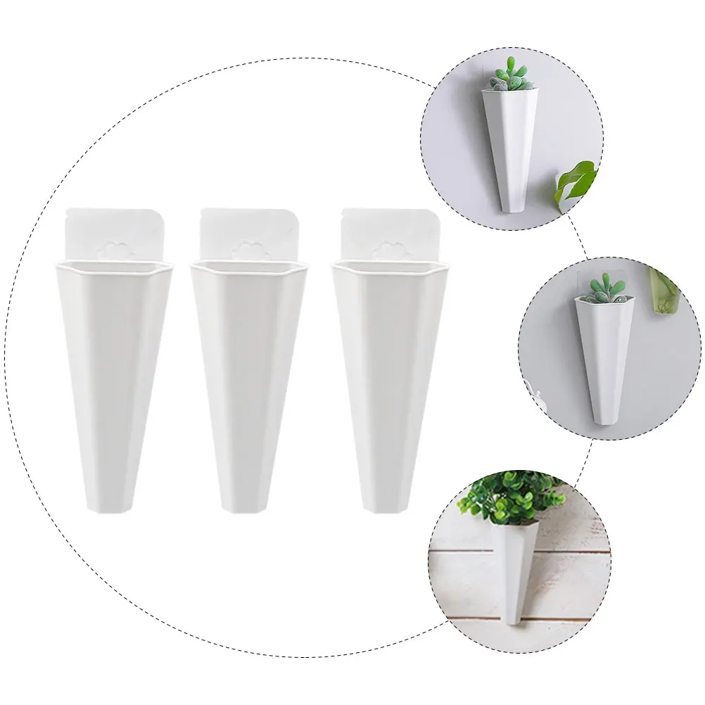 

3pcs Wall-Mounted Flowerpot White Modern Hydroponic Vase For Indoor Outdoor Decorative Plant Holder Hanging Planter Garden