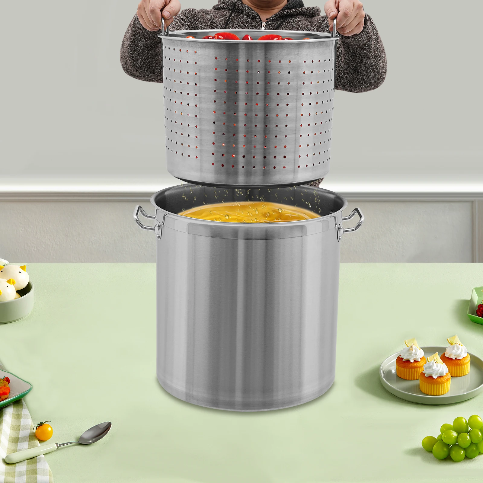 

Горшок из нержавеющей стали емкостью 50 л с сливным ведром, герметичный резервуар, контейнер для хранения продуктов