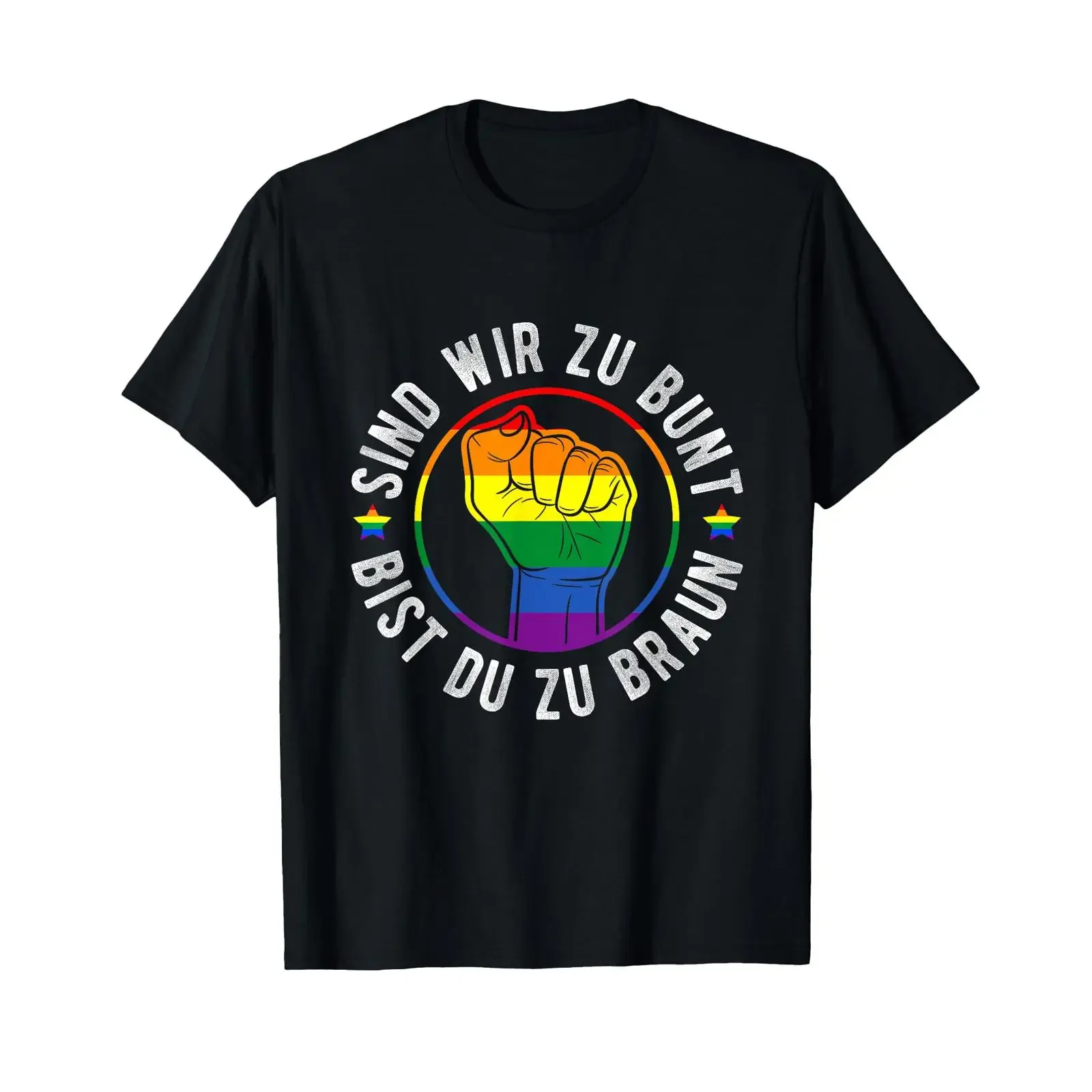 T Shirt with German Text SIND WIR ZU BUNT BIST DU BRAUN vintage Washed Breathable homme Stylish Top For Everyday Wear Slightly