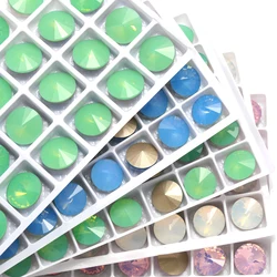 10-14mm Rivoli Opal Rhinestones Round Glass Rhinestones For Jewelry Making Pointback Opal Crystals Strass Art Crafts Supplies