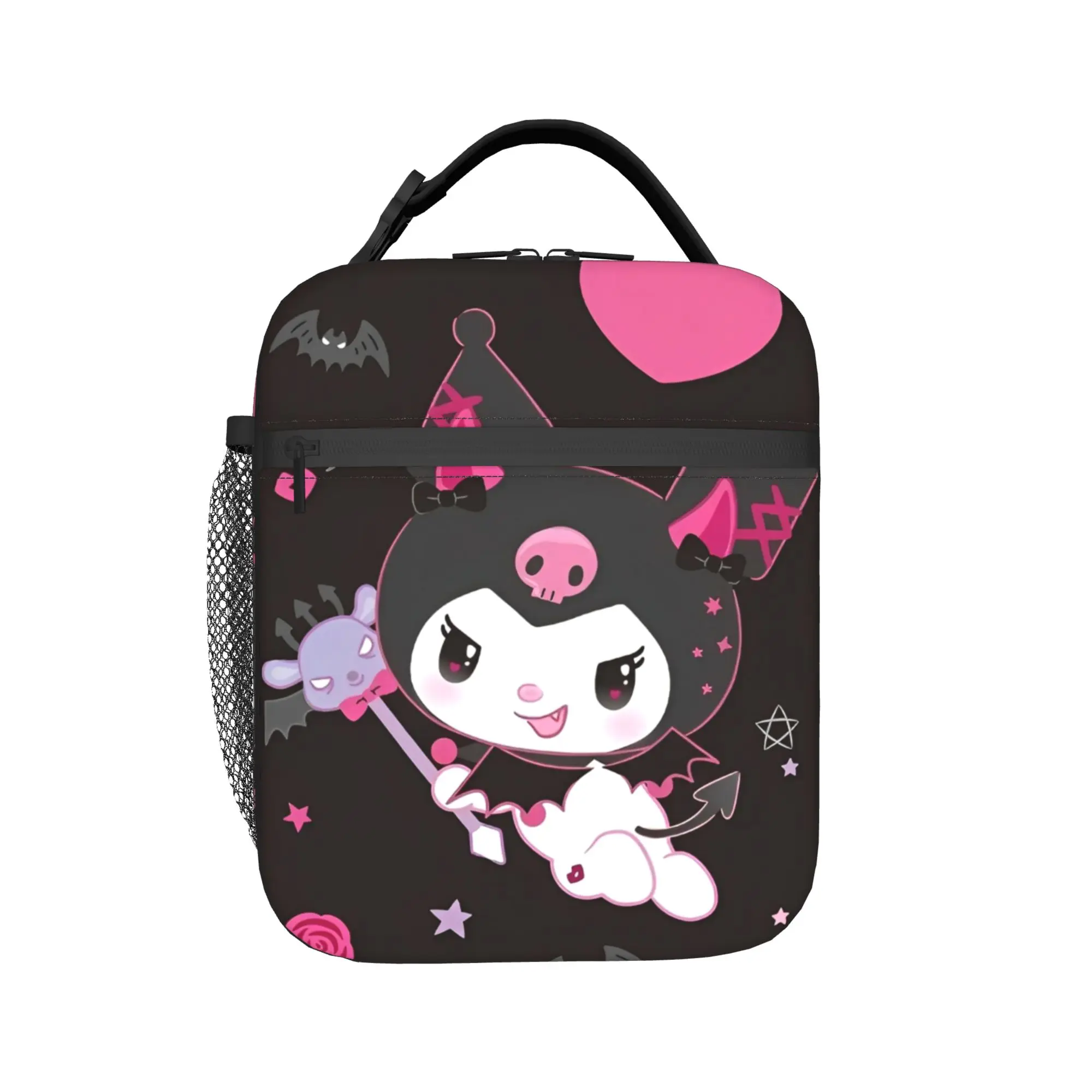 

Black Kuromi Bat Skull Cartoon Insulated Lunch Bag High Capacity Meal Container Thermal Bag Tote Lunch Box Food Storage Bags