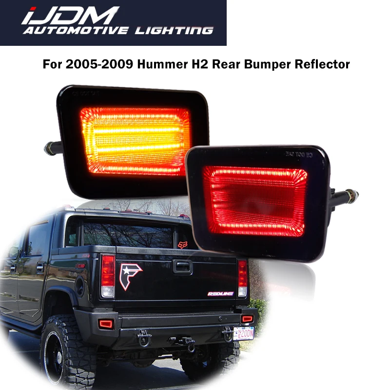 

For 2005 2006 2007 2008 2009 Hummer H2 Red LED Car Rear Bumper Reflector Tail/Brake Lights, Rear Fog Lamps,Turn Signal Lights