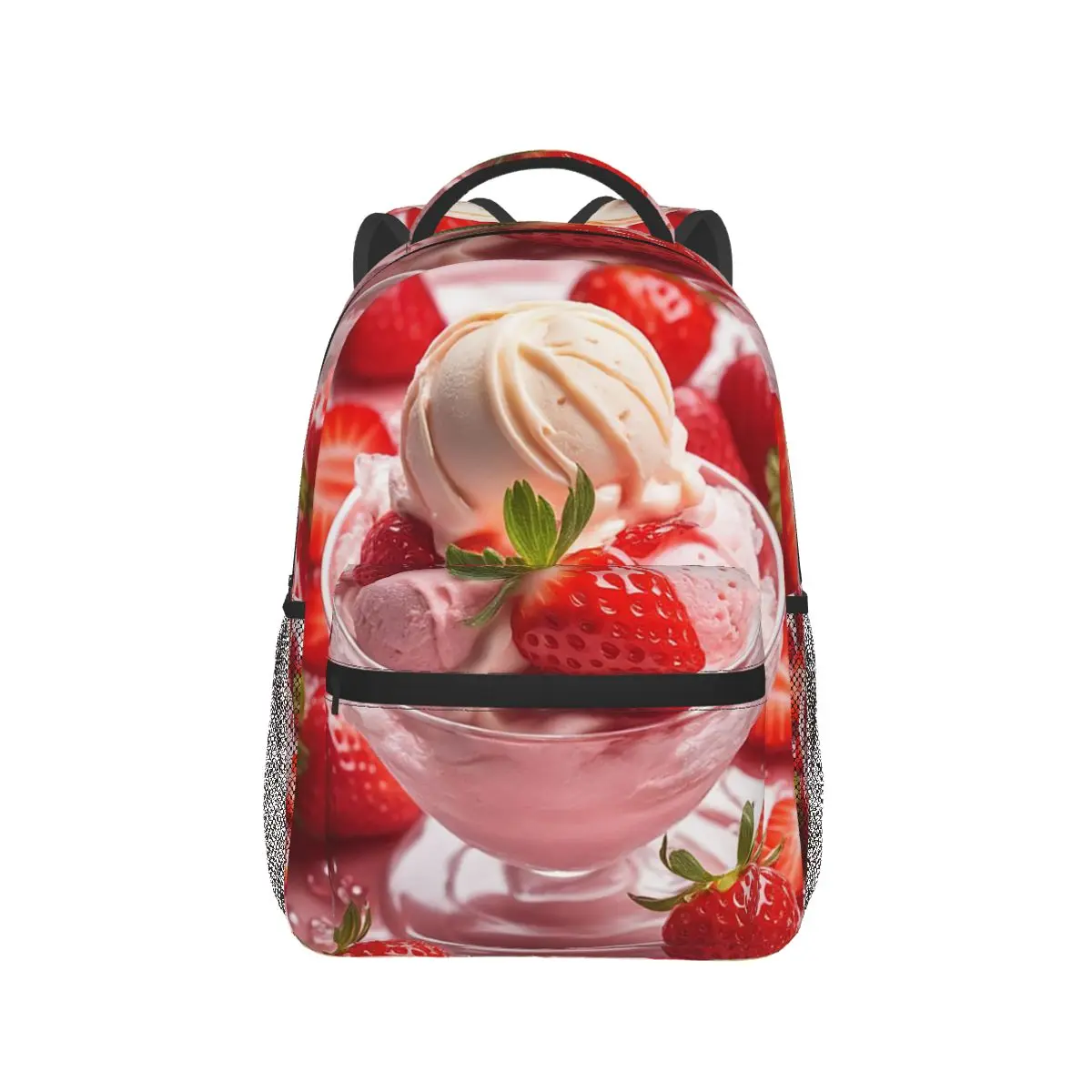 Strawberry Ice Cream Backpack Hot Sale Daypack Large Capacity Children BookBag School Bag Shoulder Bags for Men Women
