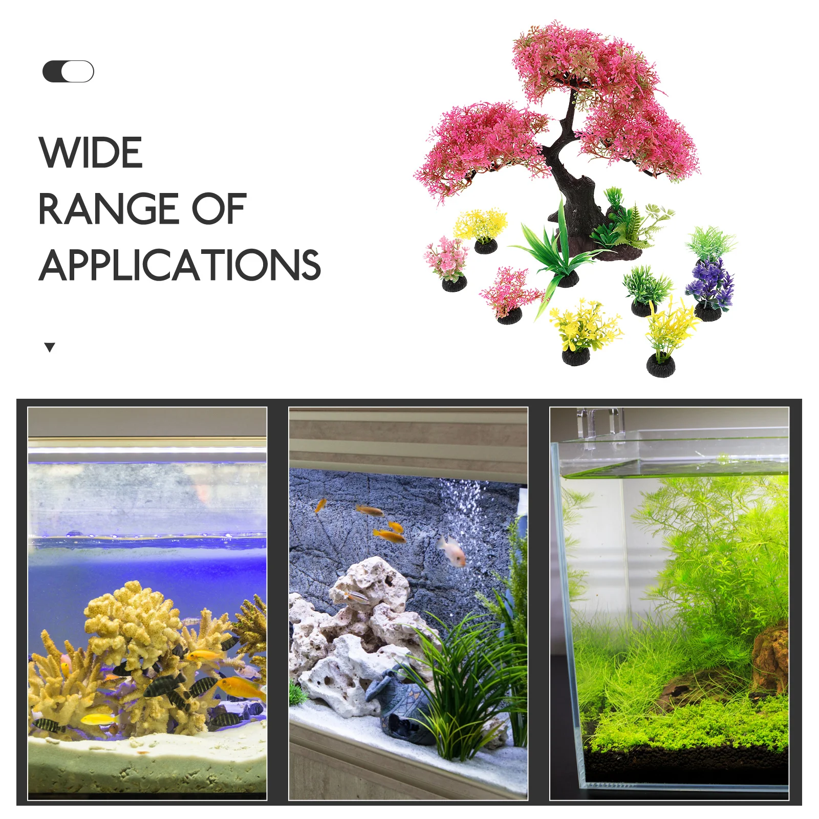 

10 Pcs Piece Set Plants Artificial Aquatic Plastic Realistic Aquarium Tree Decor