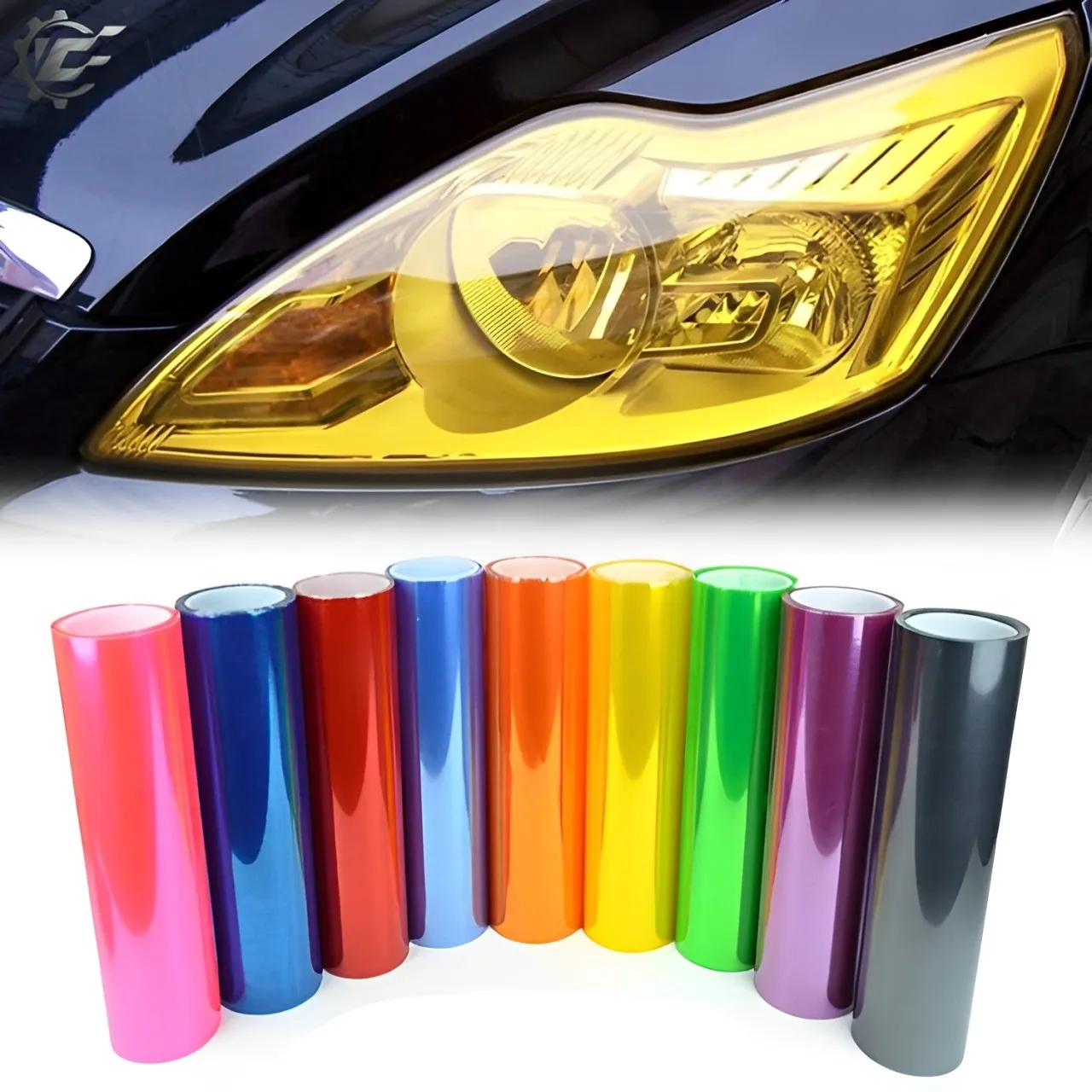 PVC Car Headlight Lamp Film Fog Lamp Sticker Car Headlight Tailing Moulding Foil Self-Adhesive Car Accessories