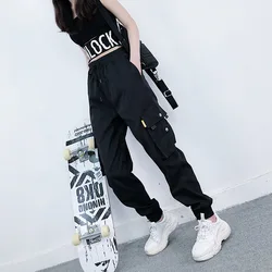 Hot Big Pockets Cargo Pants Women High Waist Loose Streetwear Pants Baggy Tactical Trouser Hip Hop High Quality Joggers Pants