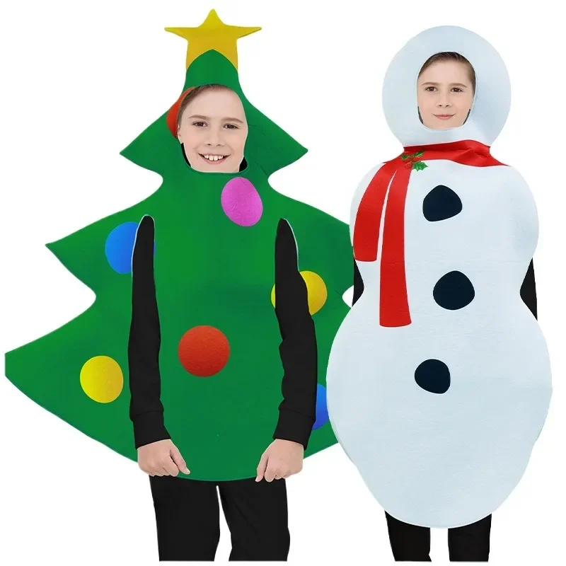 Christmas Adult Unisex Sponge Jumpsuit Carnival Party Stage Costume Cosplay  Tree Snowman Print Funny Kids Fancy Dress Up Party