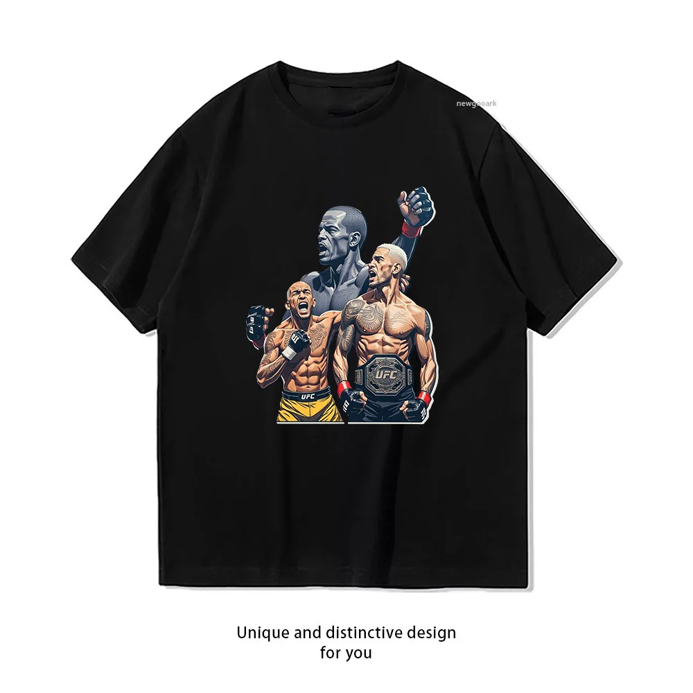 UFC Fighters Championship Belt MMA Artwork T-Shirt Design  Casual Cotton Short Sleeve Tee for Men Women
