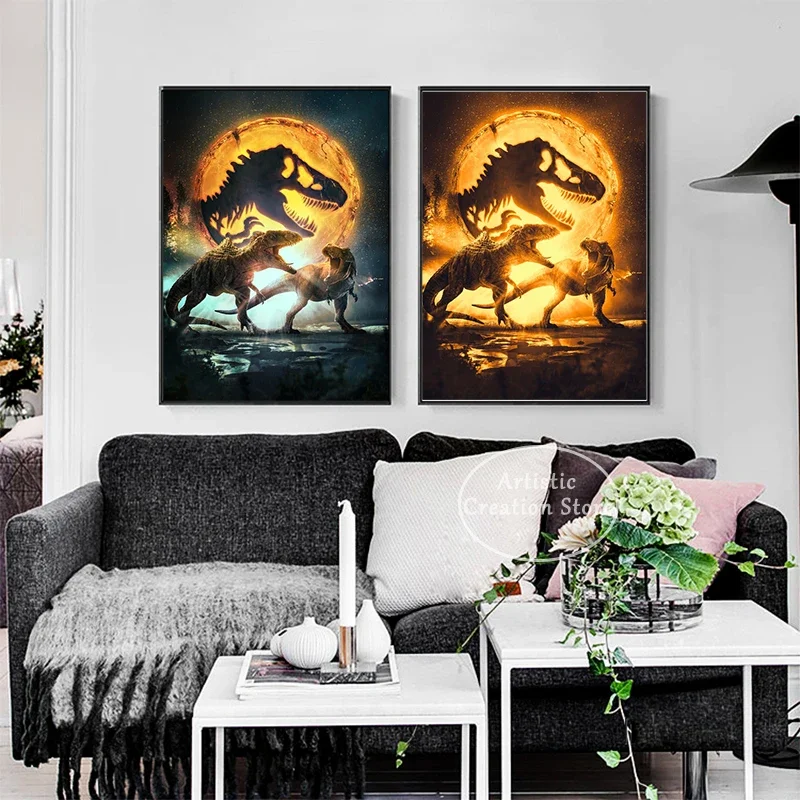 Film Jurassic World Poster Dinosaur Velociraptor Prints Canvas Painting Modern Wall Art Pictures soggiorno camera da letto Home Decor