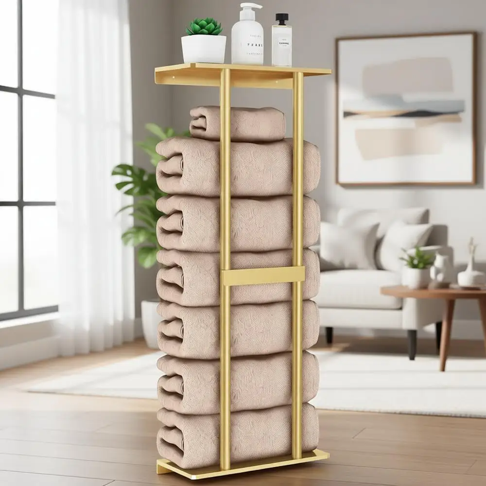 

30 Inch Wall-Mounted Towel Rack for 6 Large Towels, Gold Finish, Ideal for Bathroom Storage