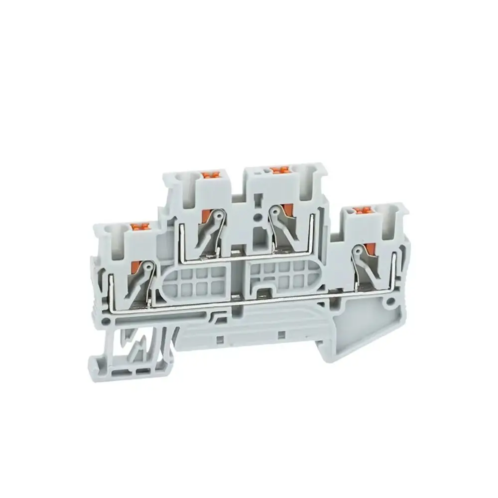 4Pcs PTTB-2.5 PTTB-2.5 Terminal Block 2.5mm2 2 In 2 Out DIN Rail Terminal Block Nylon PA66 Tool Free Push In Wire Connector
