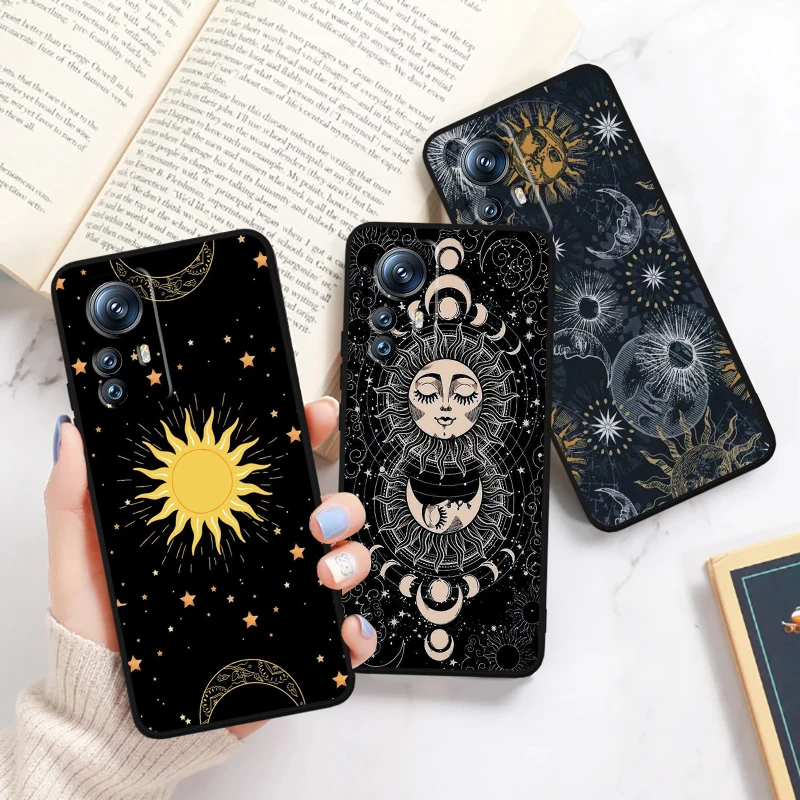 

Sun Moon Fashion Cool For Xiaomi Mi Poco F5 F4 F3 X6 X5 X4 X3 M6 M5 M5S M4 M3 C65 Pro GT NFC 5G Black TPU Phone Case