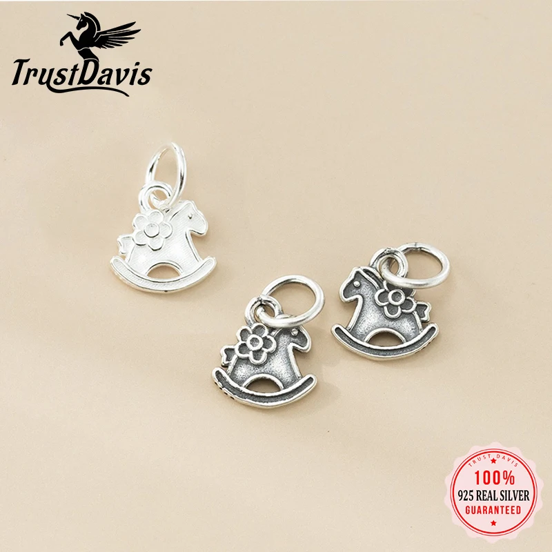 

TrustDavis Real 925 Sterling Silver Pendant Handmade DIY Necklace Bracelet Accessories Fine Pony Shape Silver 925 Jewelry DZ1823