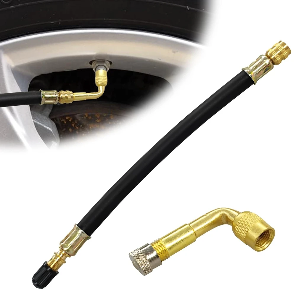 

Tire Valve Extension Compatible For Cars Truck Motorcycle Bike 8.25 Inch Tire Valve Extension And 90 Degree Tyre Valve Extension