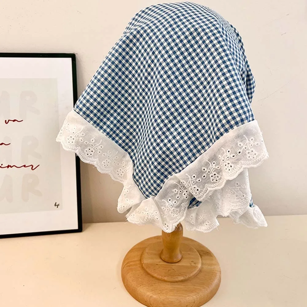 

Cycling Rural Style Headscarf Baseball Hat Plaid Cotton Scarf Peaked Cap Sunshade Soft Strappy Bandana Cap Travel