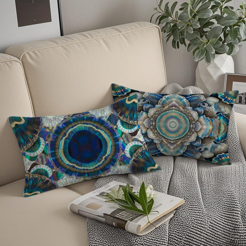 Iridescent Ocean Shell Pillowcases Suitable For Sofa Bedroom Car Pillow Cover Cushion Rectangular Back Cushion